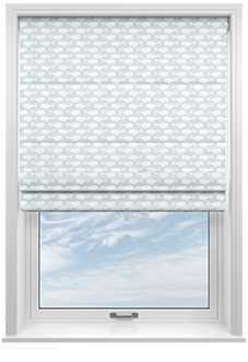 Whaling Around, Aqua - Roman Blind
